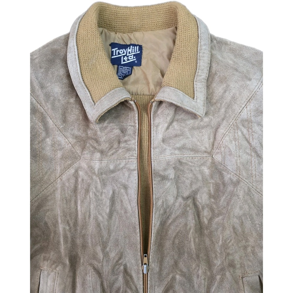Troy Hill LTD 1980's Leather Jacket Tan Suede Acrylic Tan Large Vintage - Picture 1 of 5